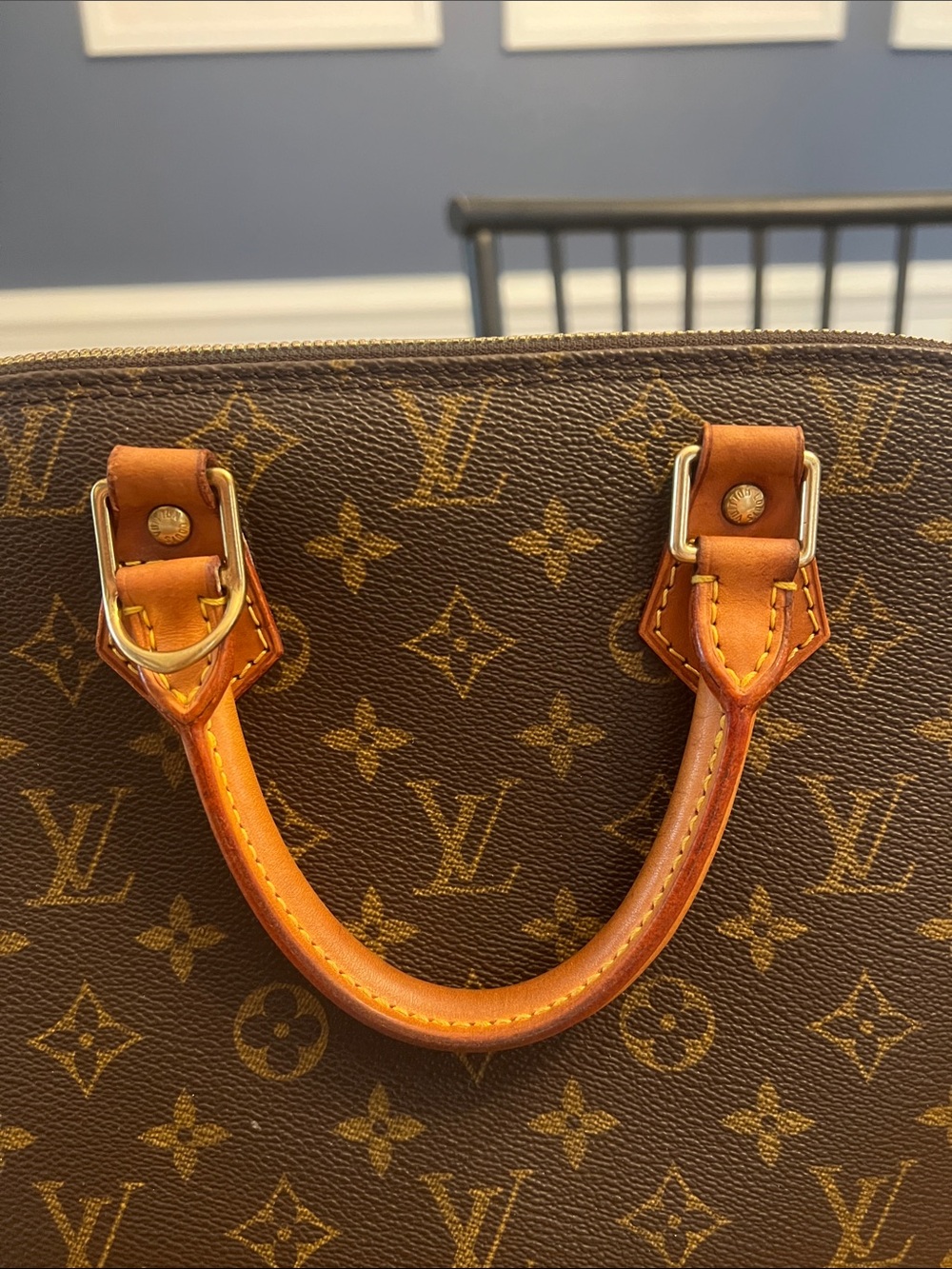 Louis Vuitton Monogram Alma Satchel - Brown/Gold Trim - Picture 2 of 14
